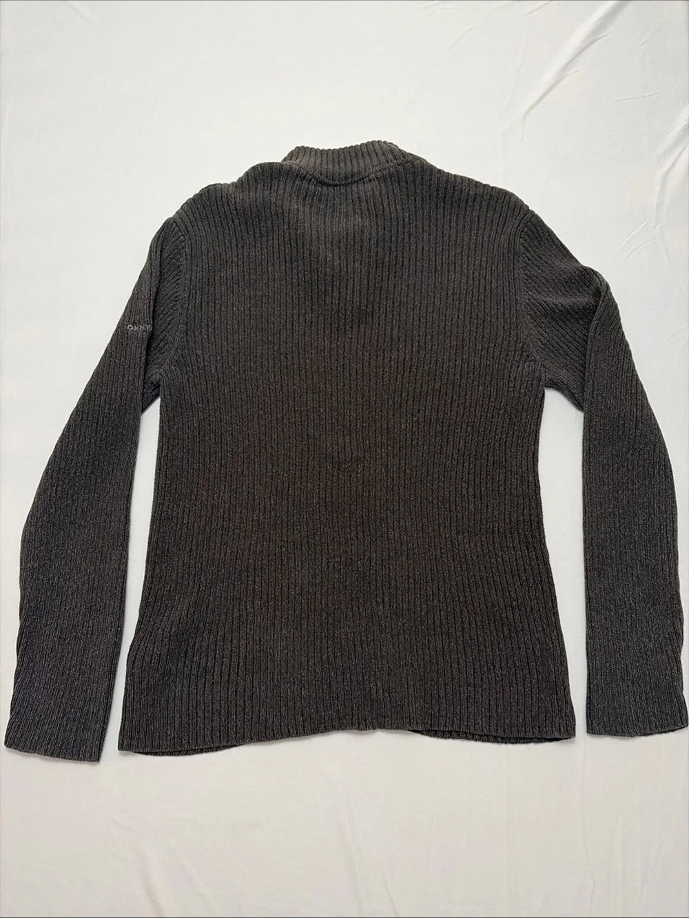 DKNY Men's Dark Charcoal Ribbed Half-Zip Sweater